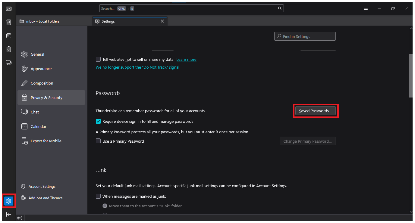 Click on Saved Passwords